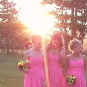 David's Bridal | Coral Chiffon Bridesmaid dress